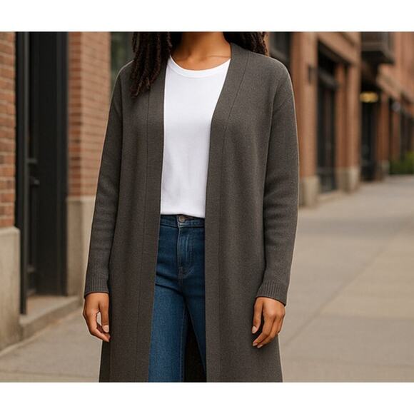 Ann Taylor Petite Cardigan Long Style Brown with Metallic Sparkle Size Small - Picture 1 of 6